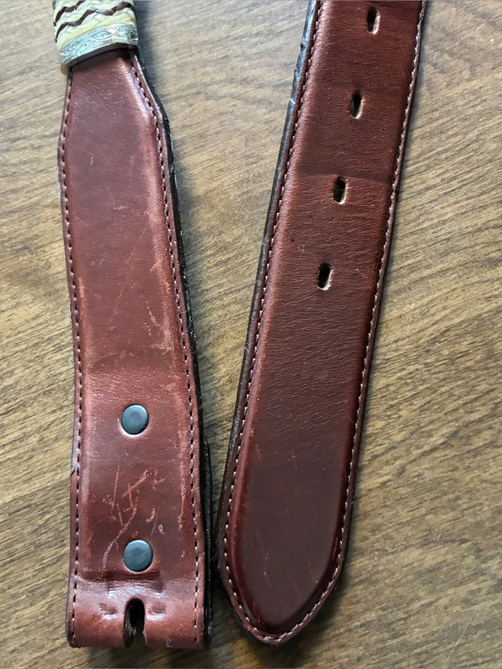 Tony Lama Western Belt Brown Tooled Leather Silver Concho NO BUCKLE 42 9117L